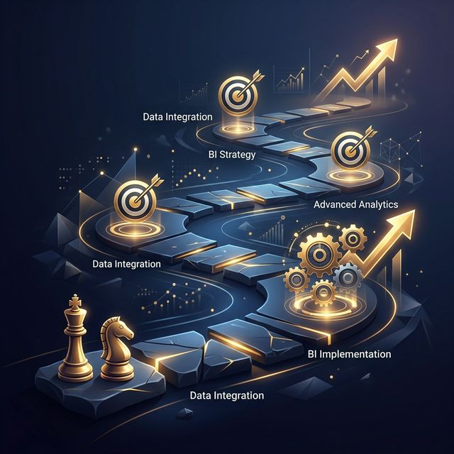 BI-Strategie Roadmap mit Meilensteinen und Implementierungsschritten