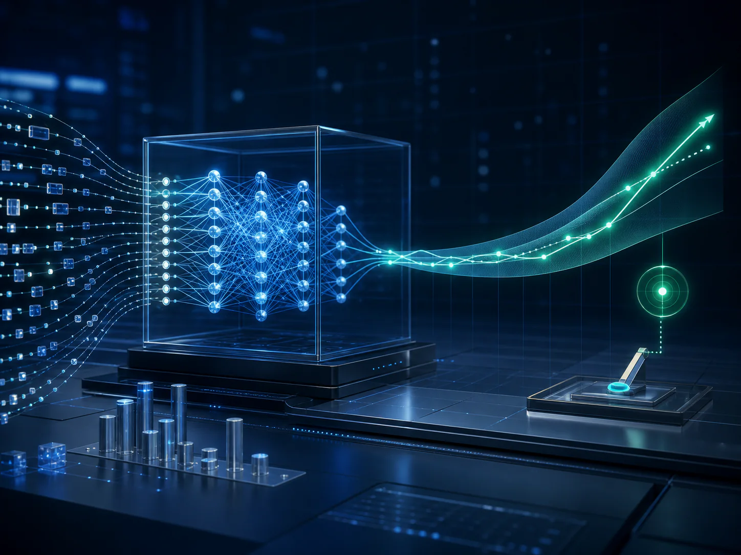 Analytisches Modell erkennt Datenmuster und erzeugt eine vorausschauende Prognosekurve